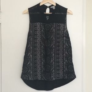 H&M Lace Overlay Sleeveless Shell